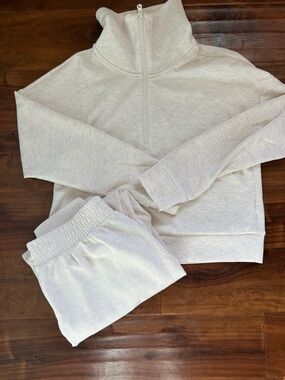 Avia Cream Half-Zip Pullover & Jogger Pants Set